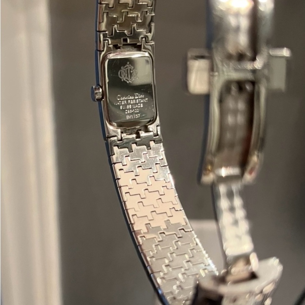 EUC Dior Silver Stainless Steel Women's hounds-tooth Link Bracelet Watch - Picture 5 of 16